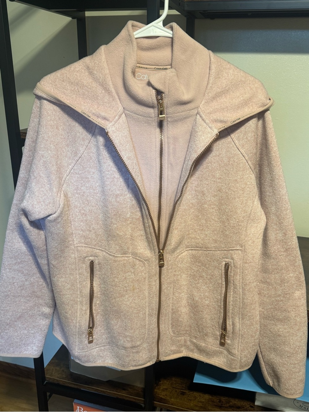 Calvin Klein Light Pink Zip-Front Women's Sweater Jacket